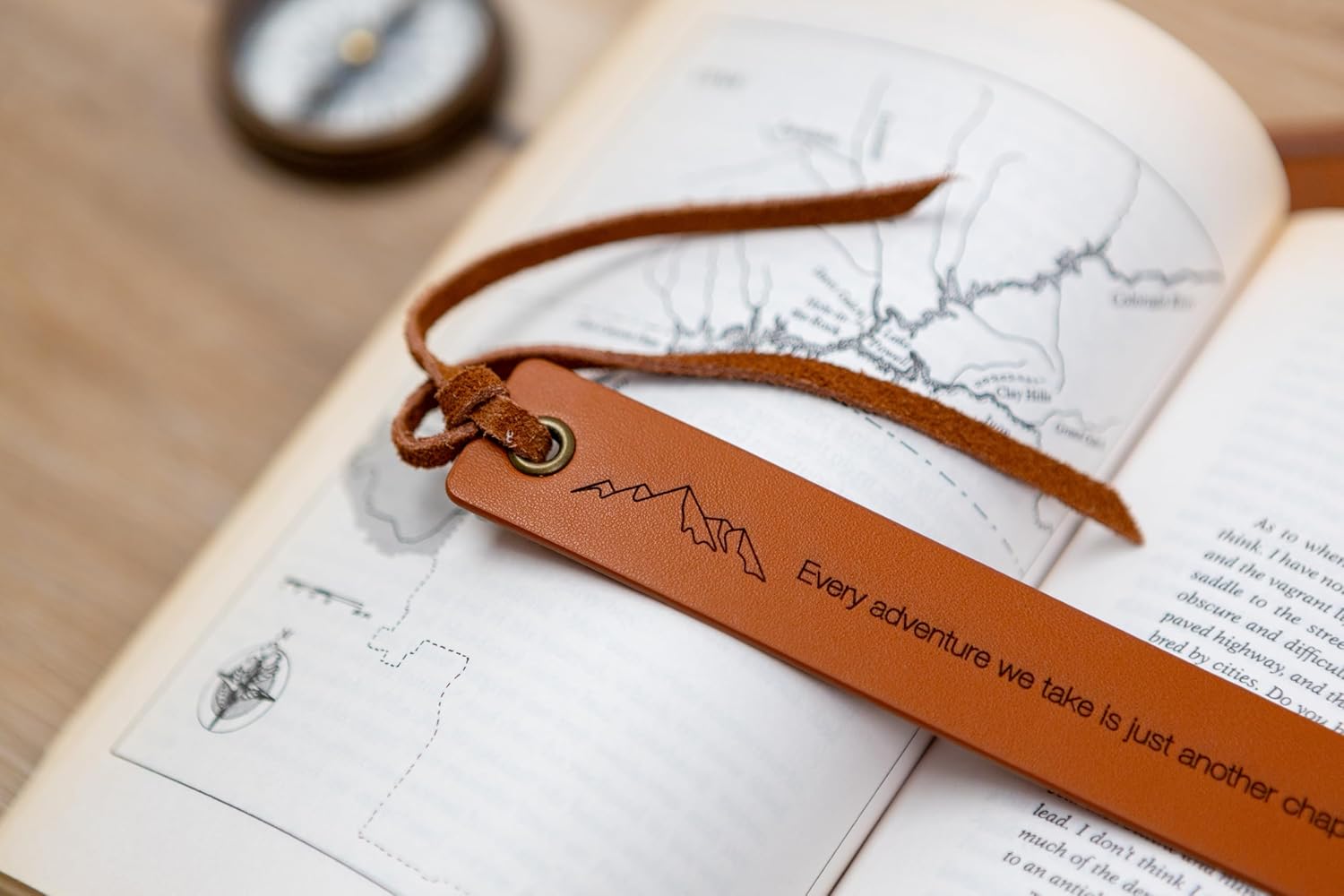 Engraved Leather Bookmark - Every Adventure We Take is Just Another Chapter Mountain Symbol, Gift for Couples Boyfriend Girlfriend 3rd Year Anniversary Husband Wife Book Lover - Image 4
