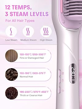 SHEGLAM Steam Straightener Brush, 3-in-1 Steam Hot Comb for Damaged Hair