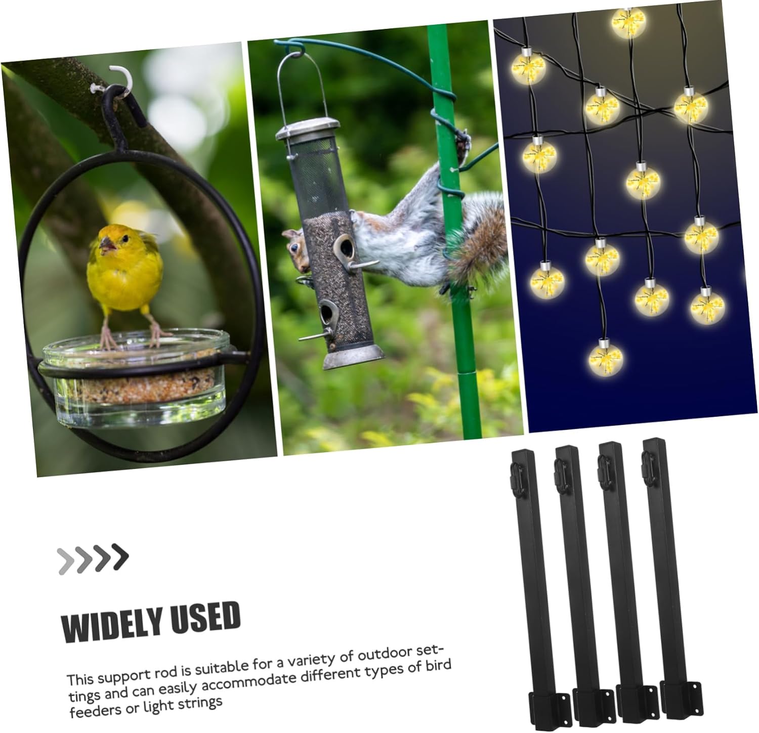 4pcs Outdoor String Light Hanging Poles Support Rods for Bird Feeders and Lights Easy to Install for Patios Gardens and Decks