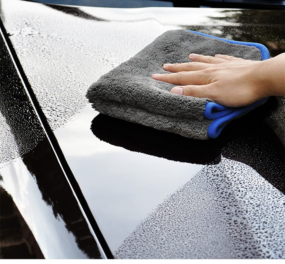 Asciugamano per lavaggio auto Asciugamano in microfibra ultra-spesso Asciugamani per asciugatura auto Dettagli auto Pulizia Lucidatura Accessori in panno per lavaggio auto in microfibra, confezione d