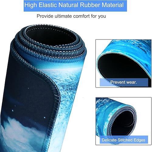 Miniatura 2 de Naukay Alfombrilla de mouse grande de 31.5 x 15.7 pulgadas, alfombrilla de mouse grande extendida para teclado de computadora, resistente al agua,