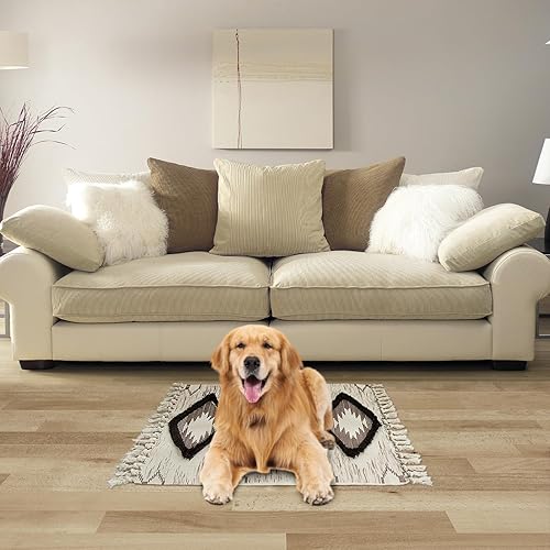 Miniatura 7 de nanbowang Alfombra de pasillo bohemia de 2 x 3 pies, alfombra de pasillo lavable, alfombra de piso de cocina con borlas, alfombra de algodón tejido