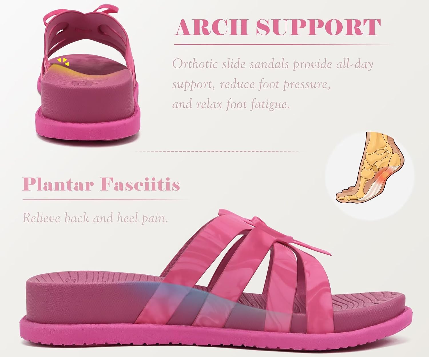 COFACE Womens Dressy Orthotic Sandals Trendy Square Toe Comfortable Thick Athletic Cushion Recovery Walking Slides Lightweight Yoga Foam Flat with Plantar Fasciitis Arch Support