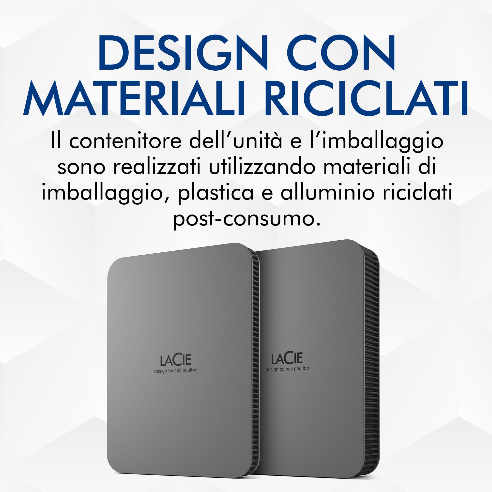 LaCie Mobile SSD Secure 2TB — design sottile, USB‑C SSD esterno portatile, Grey, per Mac e Windows — Rescue Data Recovery incluso