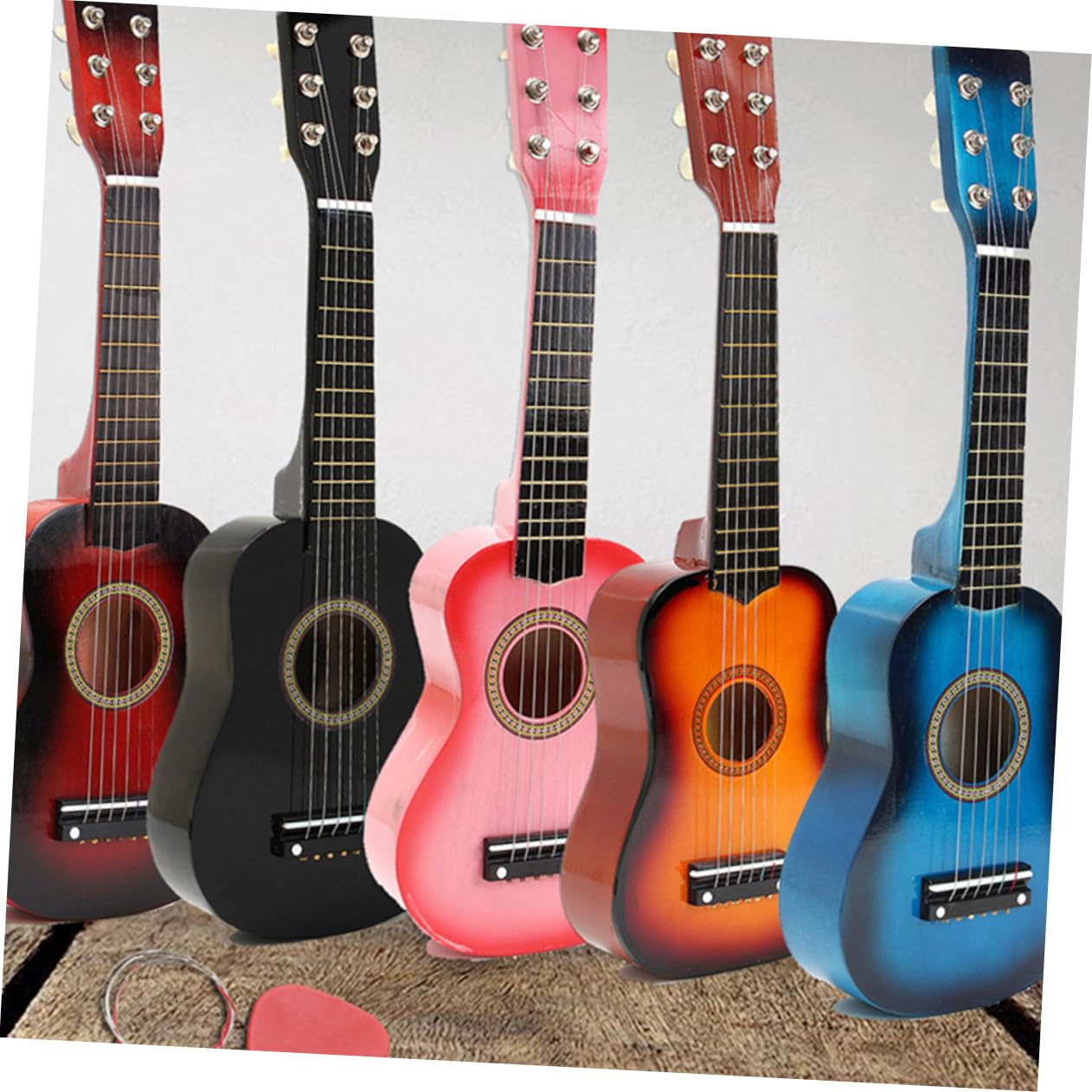 Chitarra Giocattolo Bambini 23 Pollici in Legno Blu | Strumento Musicale Portatile, Superficie Liscia e Bordi Arrotondati, Festa Scuola Decor