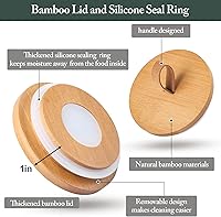 Vista 4 de Juego de 3 recipientes de cerámica para cocina, recipiente hermético con tapa de bambú, recipientes de café de cerámica para encimera, recipientes