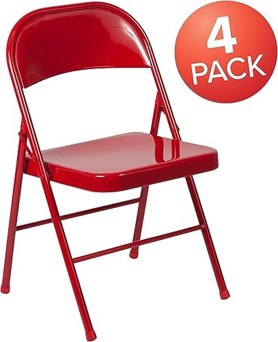 Miniatura 50 de Flash Furniture Paquete de 4 sillas plegables de metal gris con doble refuerzo de la serie HERCULES Gris,Beige,Negro -,Rojo -
