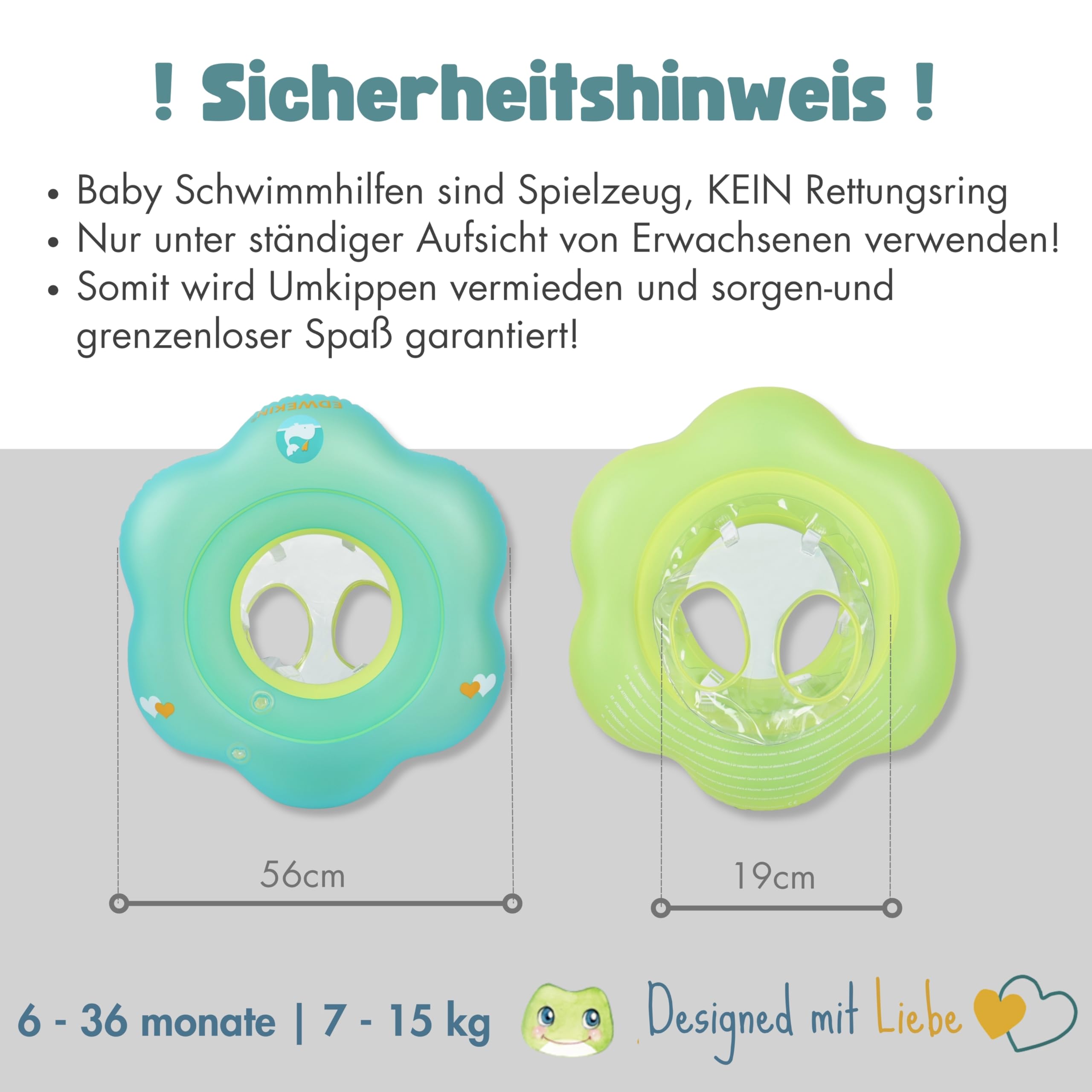 EDWEKIN® Premium Baby Schwimmring, Mitwachsende Schwimmhilfe, Schwimmsitz Kleinkinder, Baby Float, Kinder Schwimmreifen ab 6 Monate bis 3 Jahre