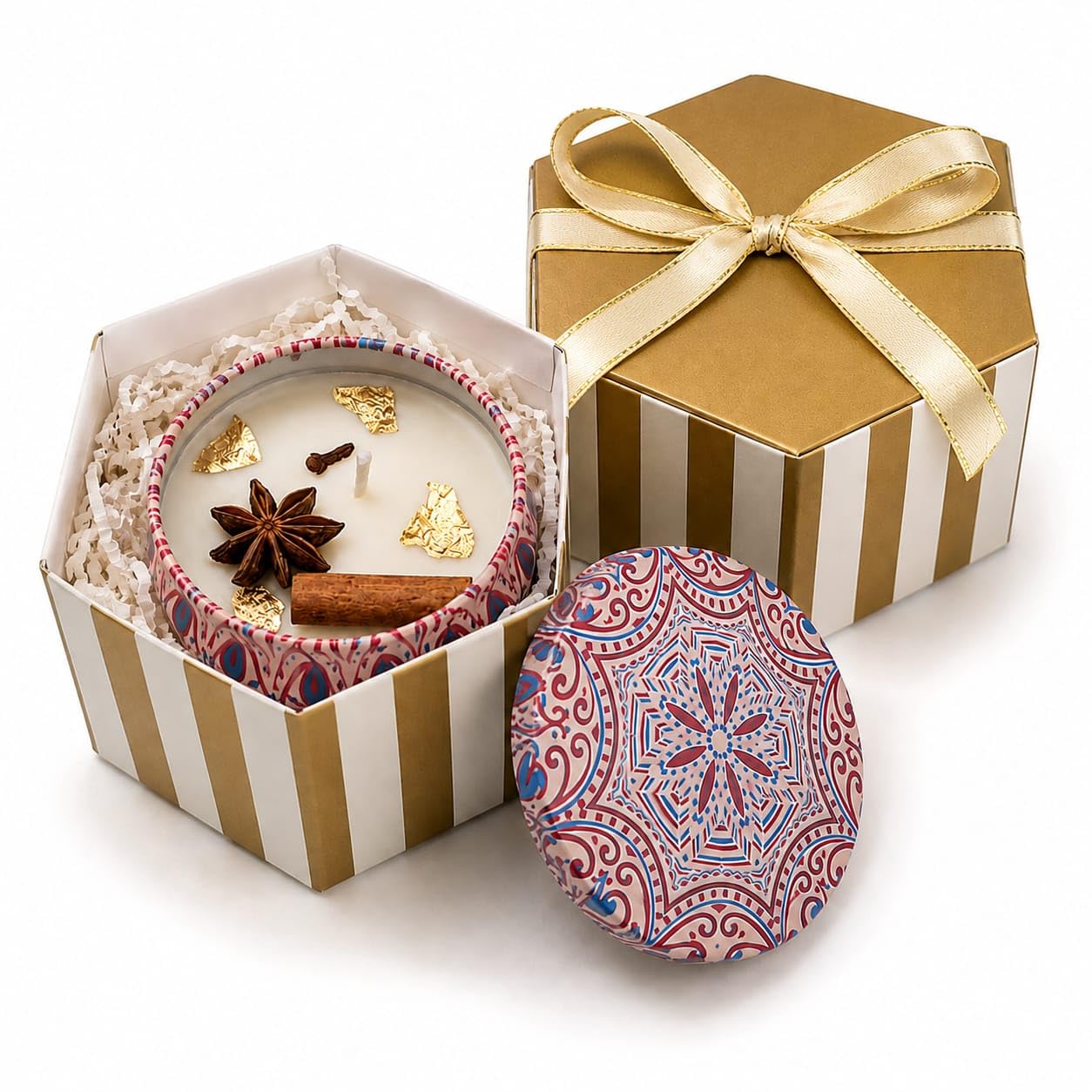 Ready to Gift Aromatherapy Scented Candle in Mandala Printed Tin Jar 75g | 100% Natural Soy Wax, Diwali Gifting, Tin Jar Packaging-image-3