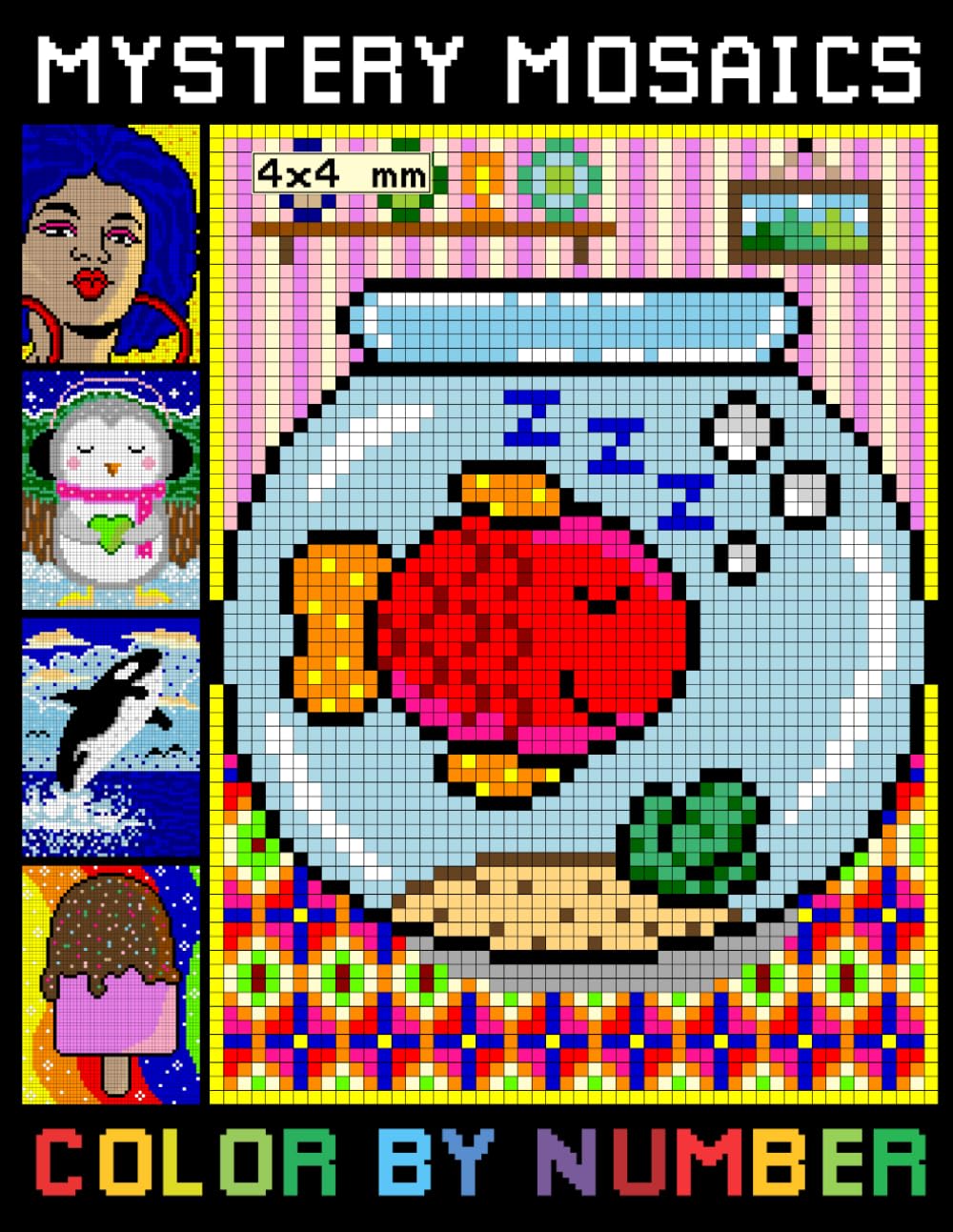 Mystery Mosaics Color By Number: Beautiful Pixel Coloring Pages with Large Print for Adult Relaxation | Simple Mosaic Color by Number for Adults Stress Relieving Design Puzzle Quest