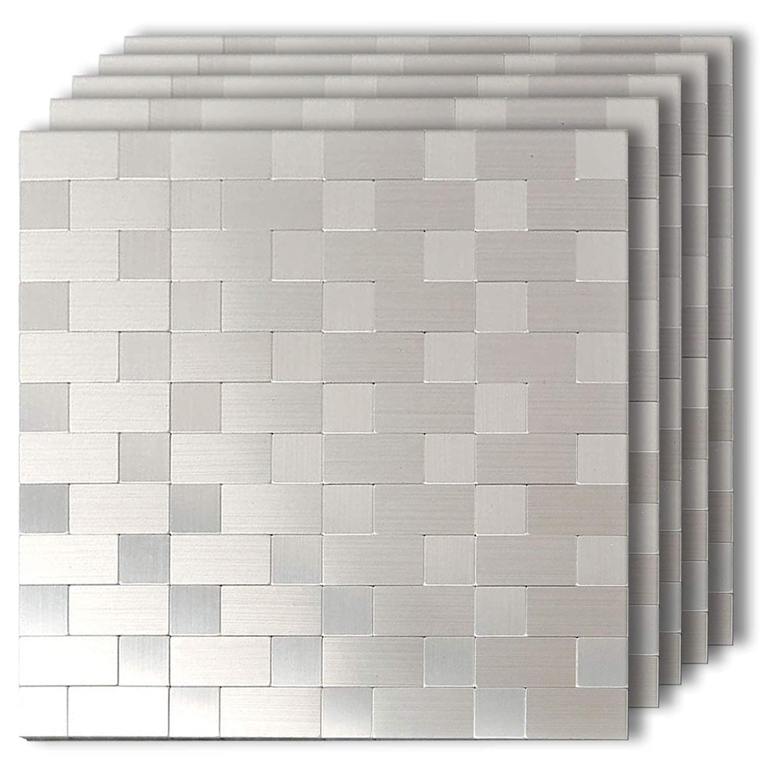 HomeyMosaic Silver Subway Peel and Stick Tile Backsplash Stick On
