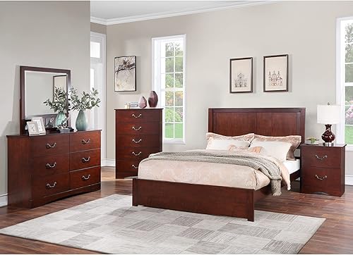 Miniatura 5 de Poundex Mesita de noche de 2 cajones con herrajes metálicos en cereza