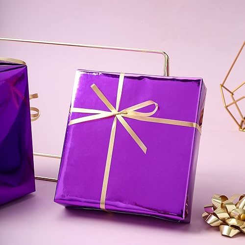Miniatura 6 de RUSPEPA Papel de regalo metálico morado, papel de color sólido perfecto para Halloween, cumpleaños, Navidad, baby shower, 17.5 pulgadas x 32.8 pies
