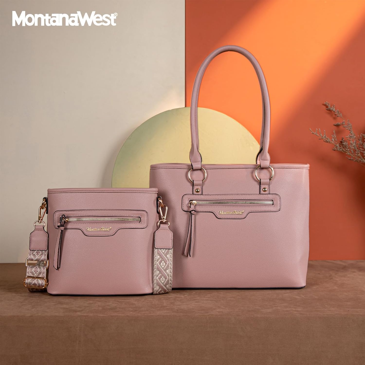 Montana West 2Pcs Handbags Sets for Women Large Tote Bags Cute Crossbody Purses - Image 3