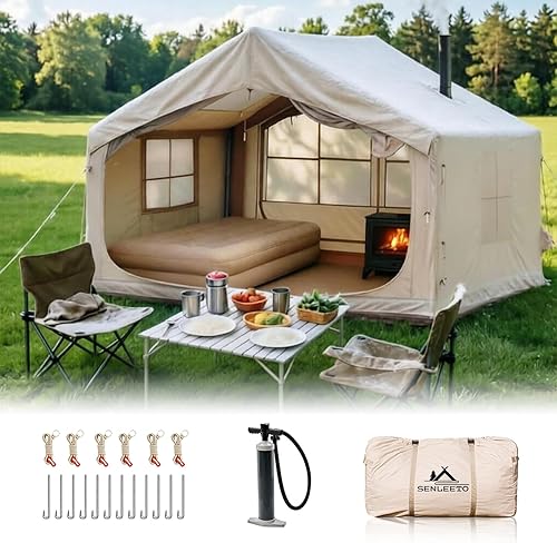 Miniatura 12 de Tiendas inflables para acampar, gran tienda inflable de camping con bomba manual, tiendas inflables fáciles de montar para 2/4/6/8/10/12 personas,