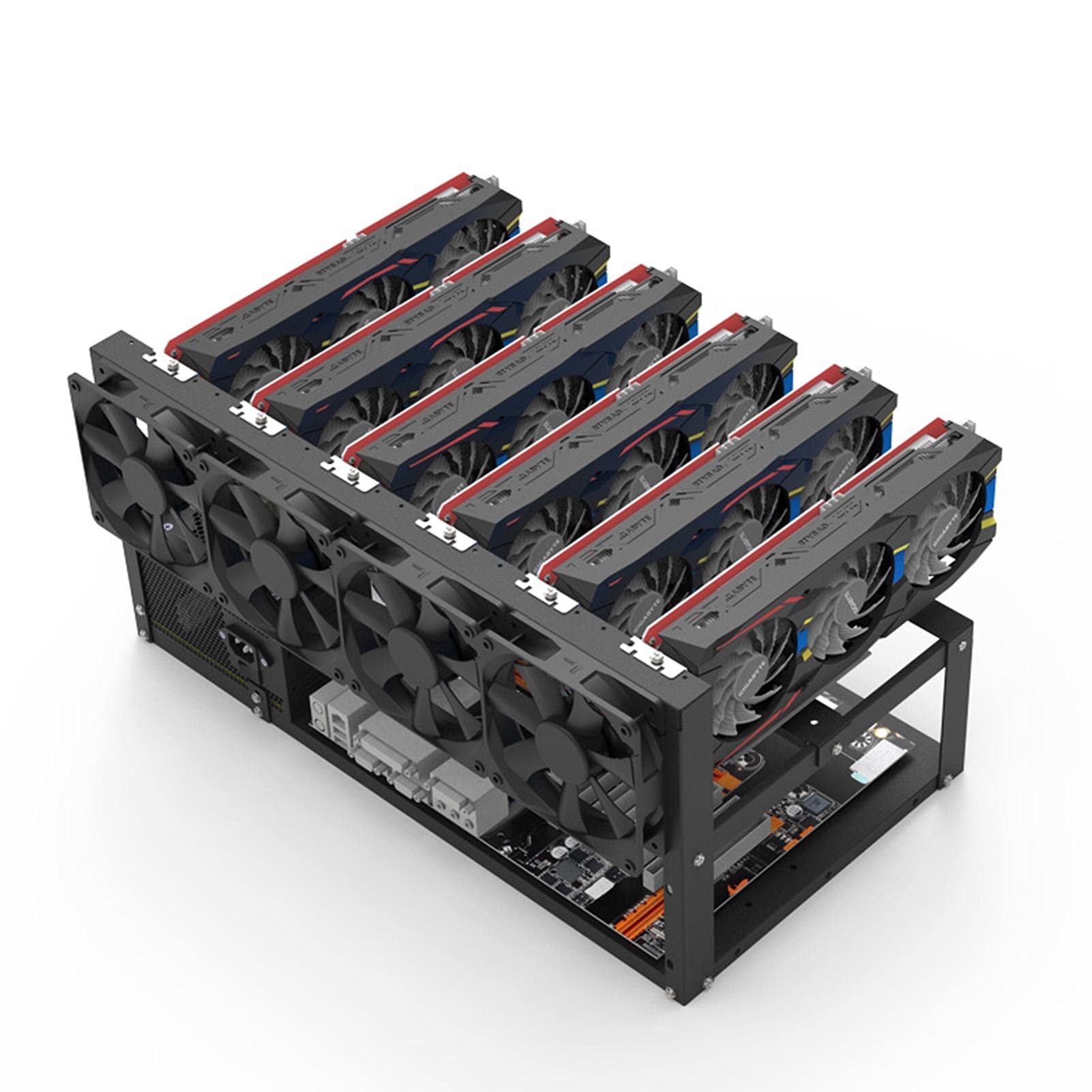 MEYING 6 Support Carte Graphique, Mining Rig Frame Case, Mining Rig 6 Gpu  Boîtier Minage en Acier, Support Carte Mère Empilable, Crypto Coin Currency  Bit-Coin Mining(Fans Et GPU Non Inclus) : Amazon.fr: