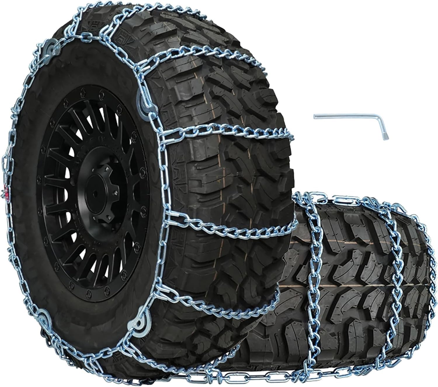 SCITOO QG2228CAM Snow Chains For Car,Universal Automatic Adjustable Tire Chains,Emergency Anti-Skid Thickening Snow Chains,Tire Width 225 235 245 255 265 275 285 295(15" 16" 17" 18" 19" 20")- Set of 2