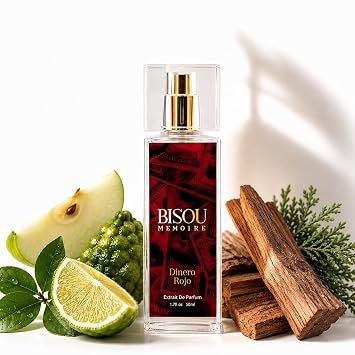 Dinero Rojo Extrait de Parfum, Unisex Perfume with Green Apple Bergamot Tonka Jasmine Ambroxan Vanilla Patchouli Lemon, 50 ml