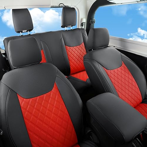 Miniatura 8 de GIANT PANDA Juego completo de fundas de asiento de coche personalizadas para Jeep Wrangler 2 puertas JK Sport Sahara Rubicon Freedom Willys Wheeler