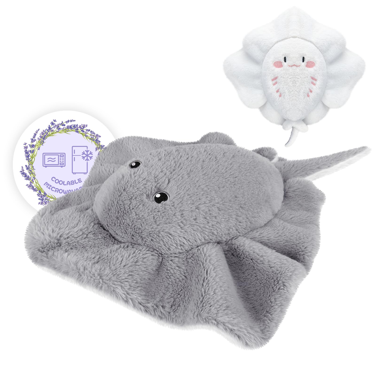 SuzziPals Heatable & Coolable Stingray Stuffed Animals, Cute Microwavable Heating Pad Plushies for Soothing & Relaxation, Stuffed Stingray Plush Toys,