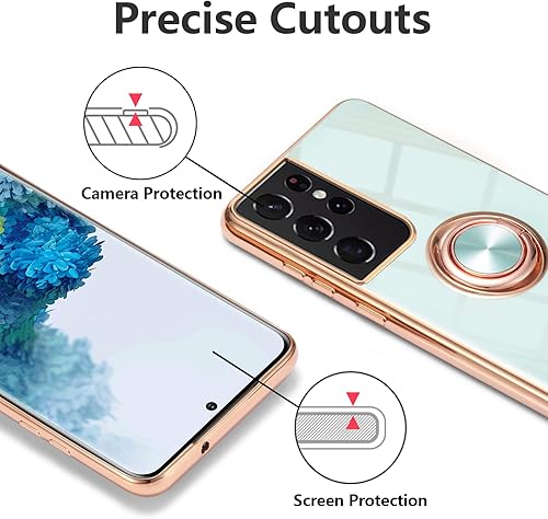 Miniatura 5 de EYZUTAK Funda magnética galvanizada para Samsung Galaxy S20 FE 5G, 360 grados con rotación de metal, soporte magnético para anillo de dedo para