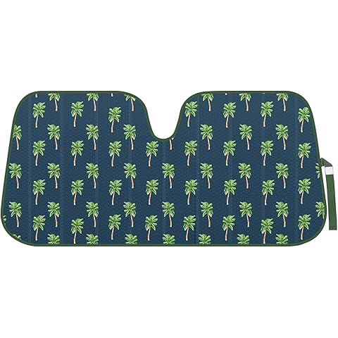BDK Cali Palm Trees Front Windshield Sunshade Accordion Folding Style Auto Shade for Car Truck SUV Van Blocks UV Rays Sun Visor Protector Easy Setup Keeps Your Vehicle Cool - 58 x 27 inches