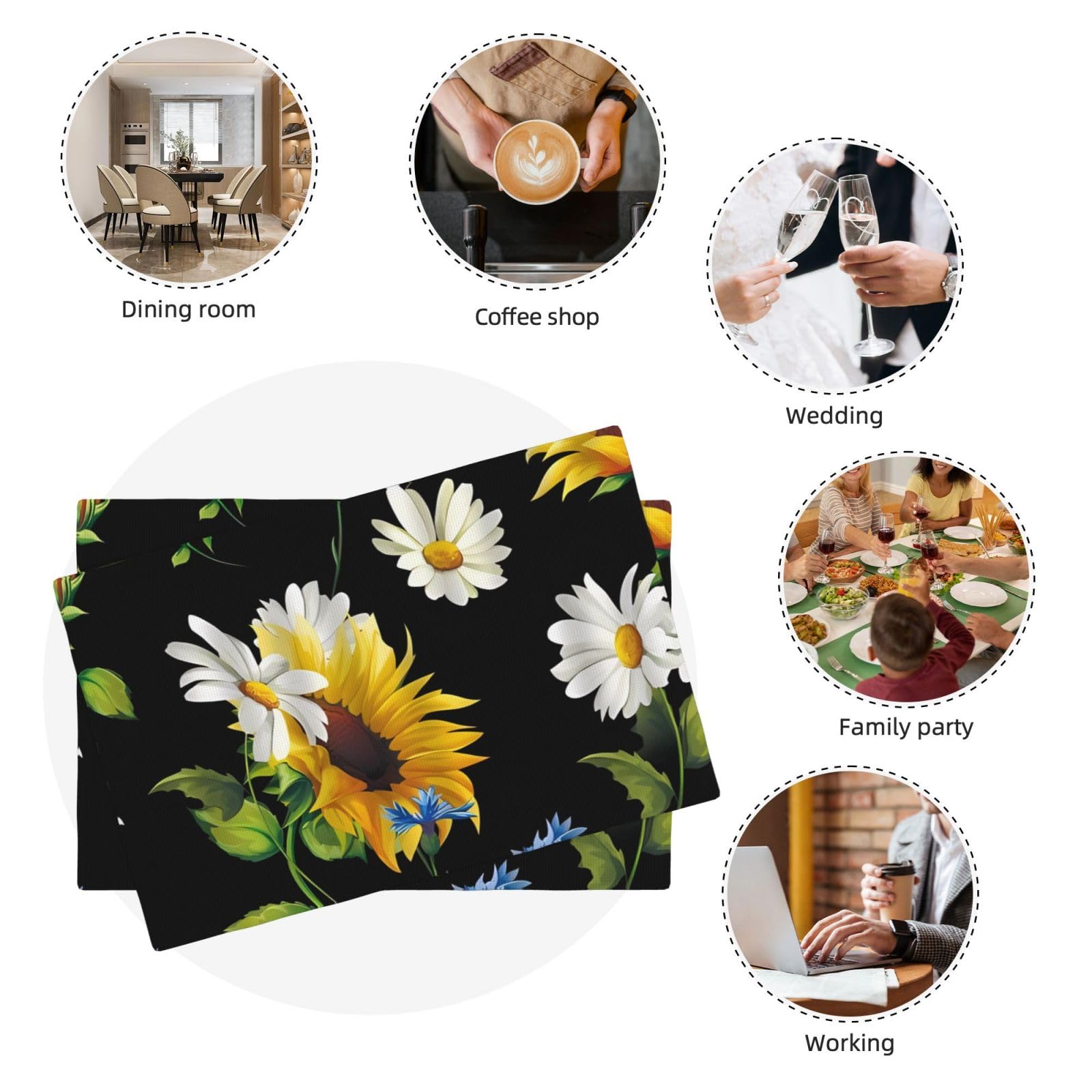 Set di 6 tovagliette colorate a forma di pappagallo, per cucina, tavolo da pranzo, girasole, antiscivolo, resistenti al calore, lavabili, in lino