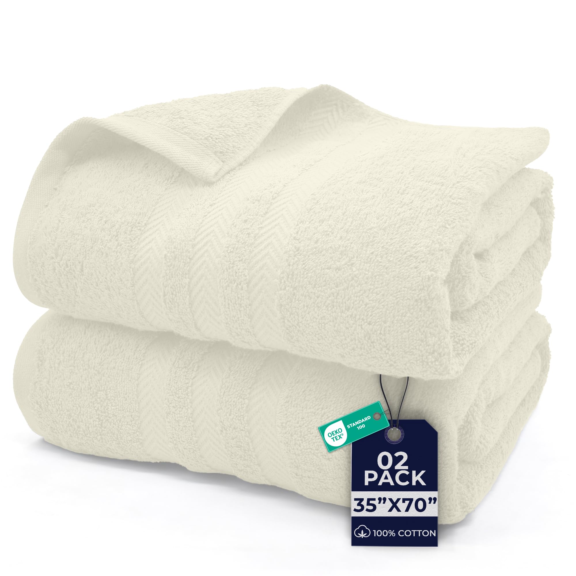 DAN RIVER Juego de 2 toallas de baño de 550 g/m², ultra suaves y altamente absorbentes, 100% algodón, toallas de baño grandes para baño, hogar, hotel, spa, playa, piscina, gimnasio, 35 x 70 pulgadas