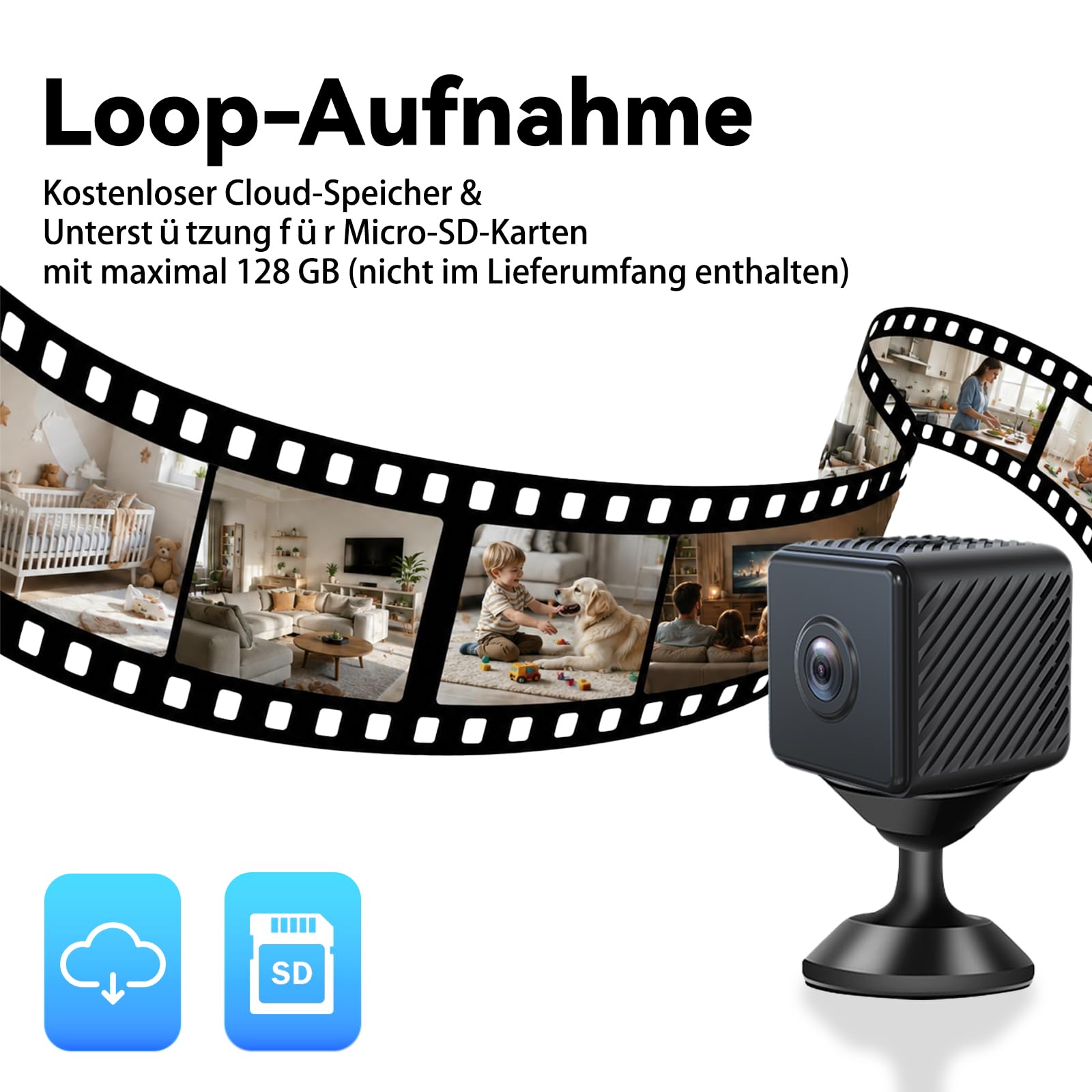 Mini kamera, kamera monitorująca 4K, kamera wewnętrzna, WiFi Camera Live transmisja na żywo, czujnik ruchu, widoczność w nocy, pamięć SD/Cloud