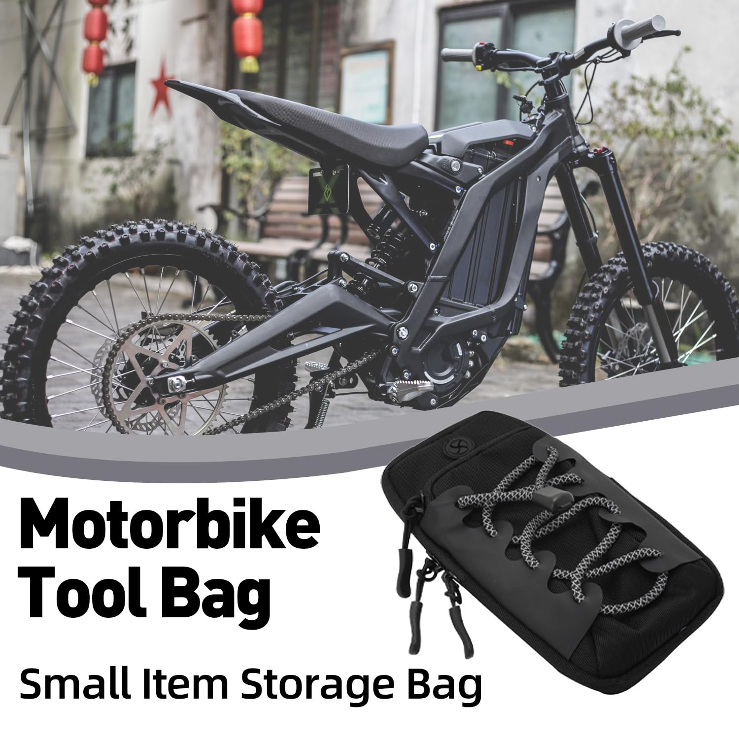 JFG RACING Torba na narzędzia motocyklowe i telefon, torba do przechowywania ramy baterii do Sur Ron S/X Light Bee S/X X160/X260/Eride Pro SS 3.0-czarna
