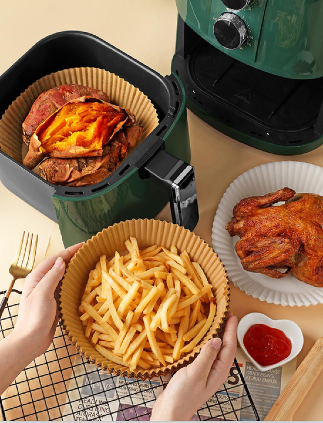 BLAGO Round Air Fryer Round Paper, Non-Stick, Oil-Proof, for Baking & Roasting Disposable Parchment Liners,Round Air Fryer Parchment Paper, PEPAR AIR Fryer, Paper Sheets for air Fryer