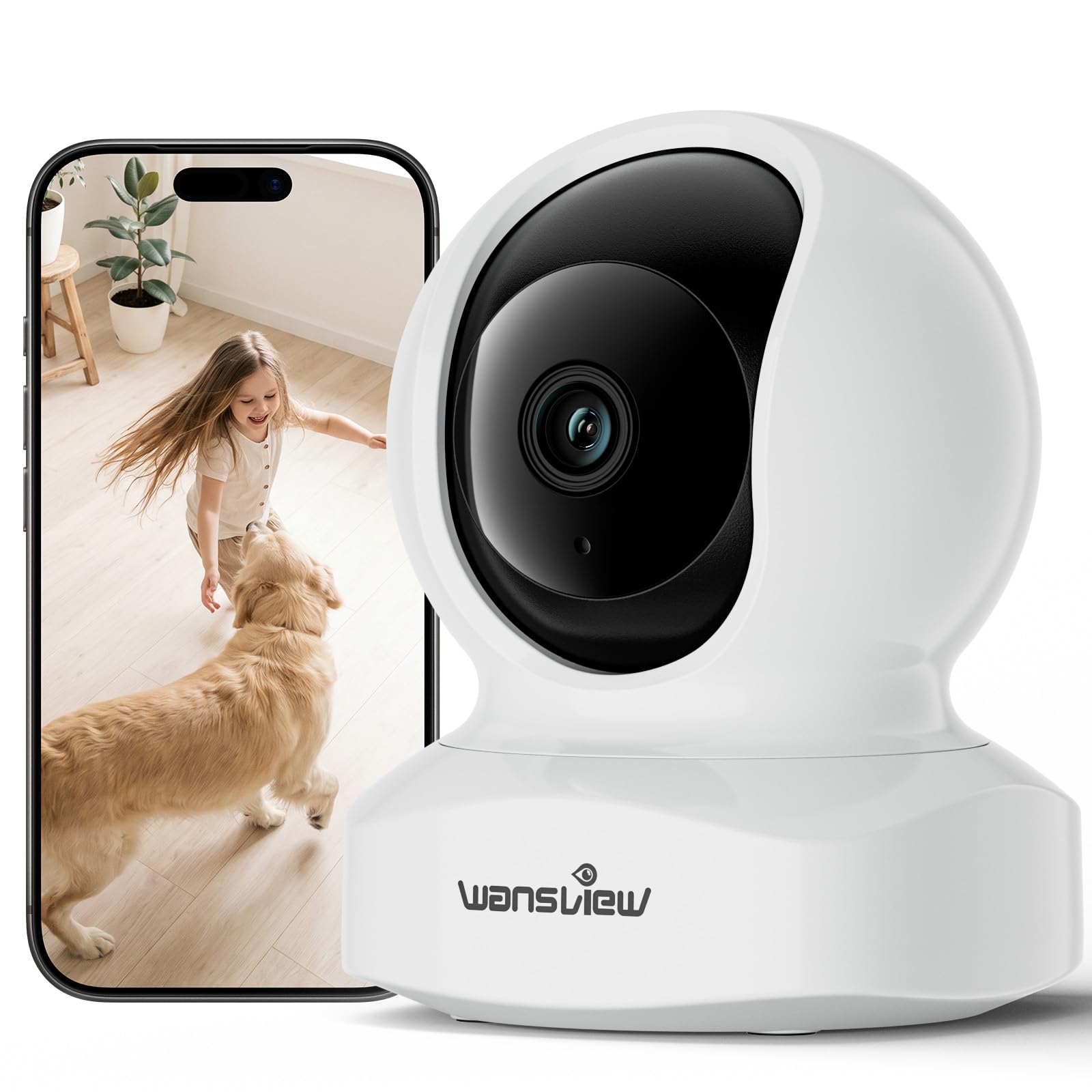 wansview Security Indoor Pet Camera 2K Dog Camera with APP WiFi CCTV Q5 Camera