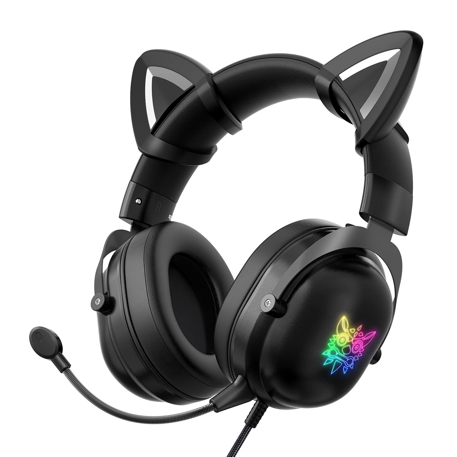Karlak X11 Przewodowe słuchawki stereo do gier Surround Bass, słuchawki do gier nauszne słuchawki do gier z mikrofonem, światła RGB dla graczy komputerowych