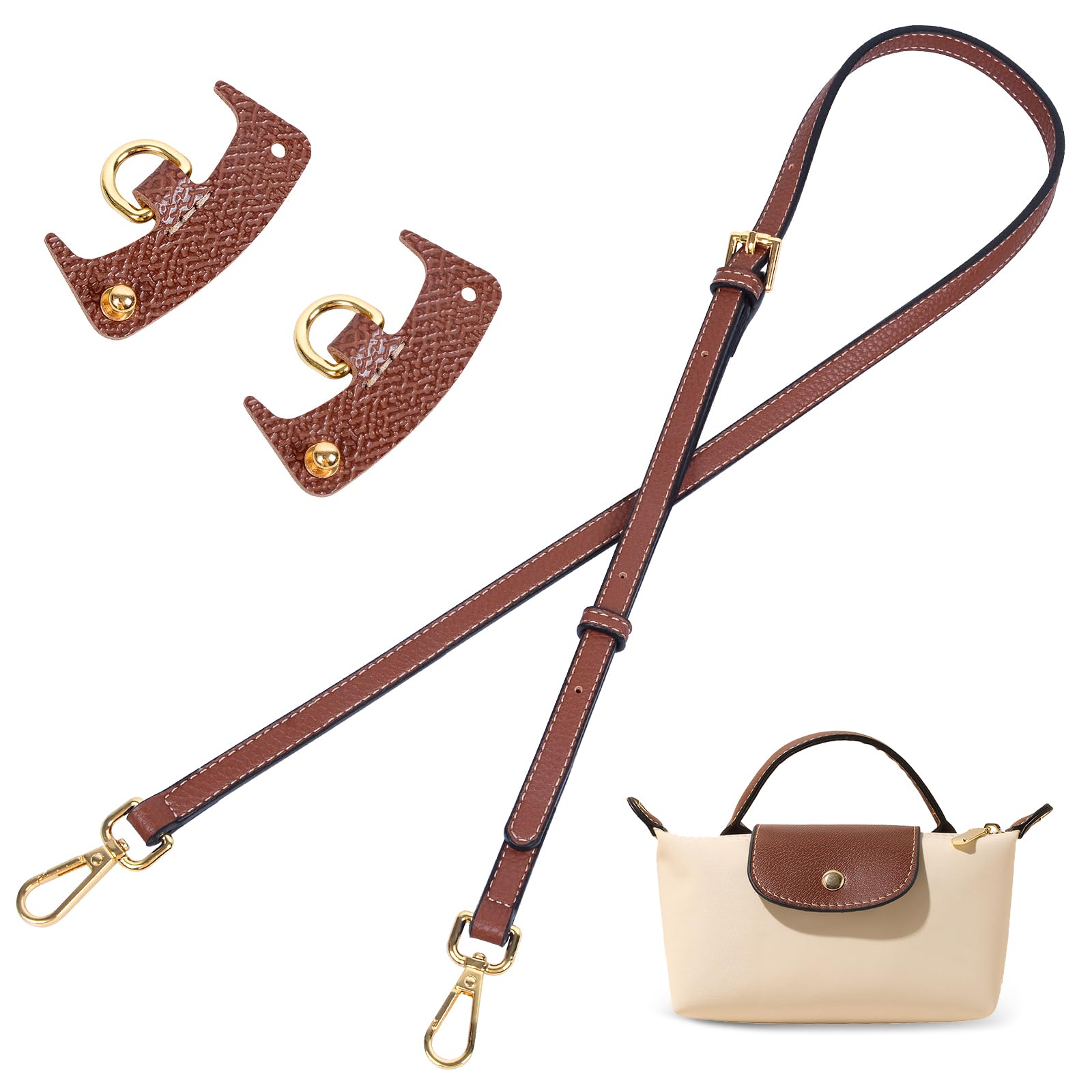Sangle Bandoulière En Cuir Véritable - Longueur Réglable 95-120 Cm, Largeur 0.9 Cm - Noir Ou Marron