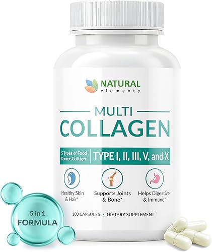 Miniatura 9 de Multi Collagen 180 cápsulas de proteínas – Pastillas de colágeno tipo I, II, III, V, X – Mezcla patentada de péptidos de colágeno de cáscara