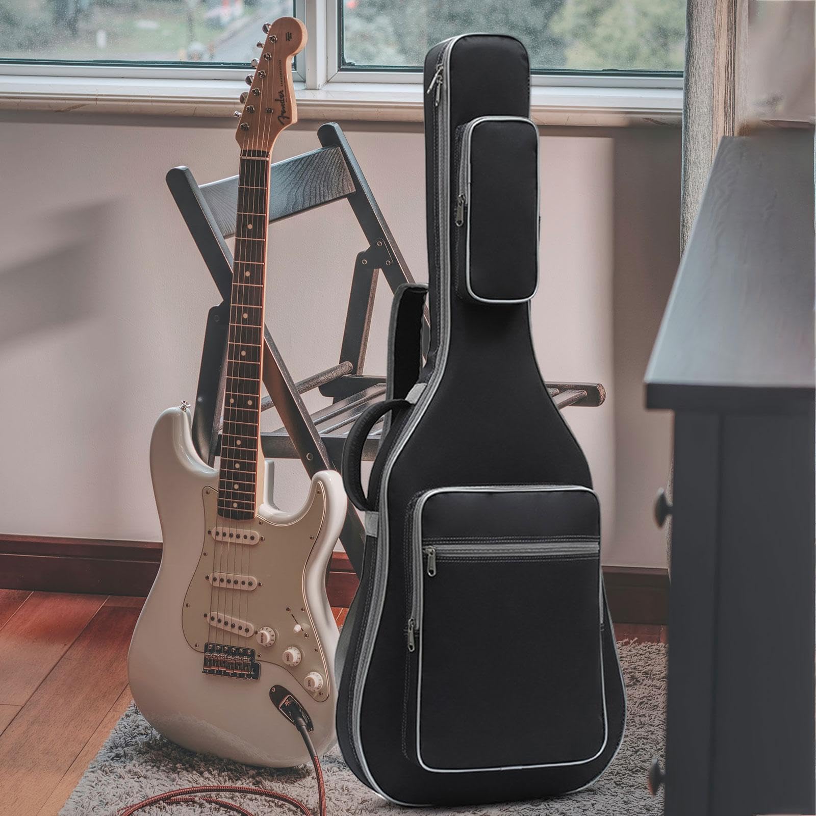 Bolsa para bajo eléctrico, funda para guitarra, funda para guitarra, para eléctrica, impermeable para bajo, para eléctrica .., Negro, 38x8x103cm