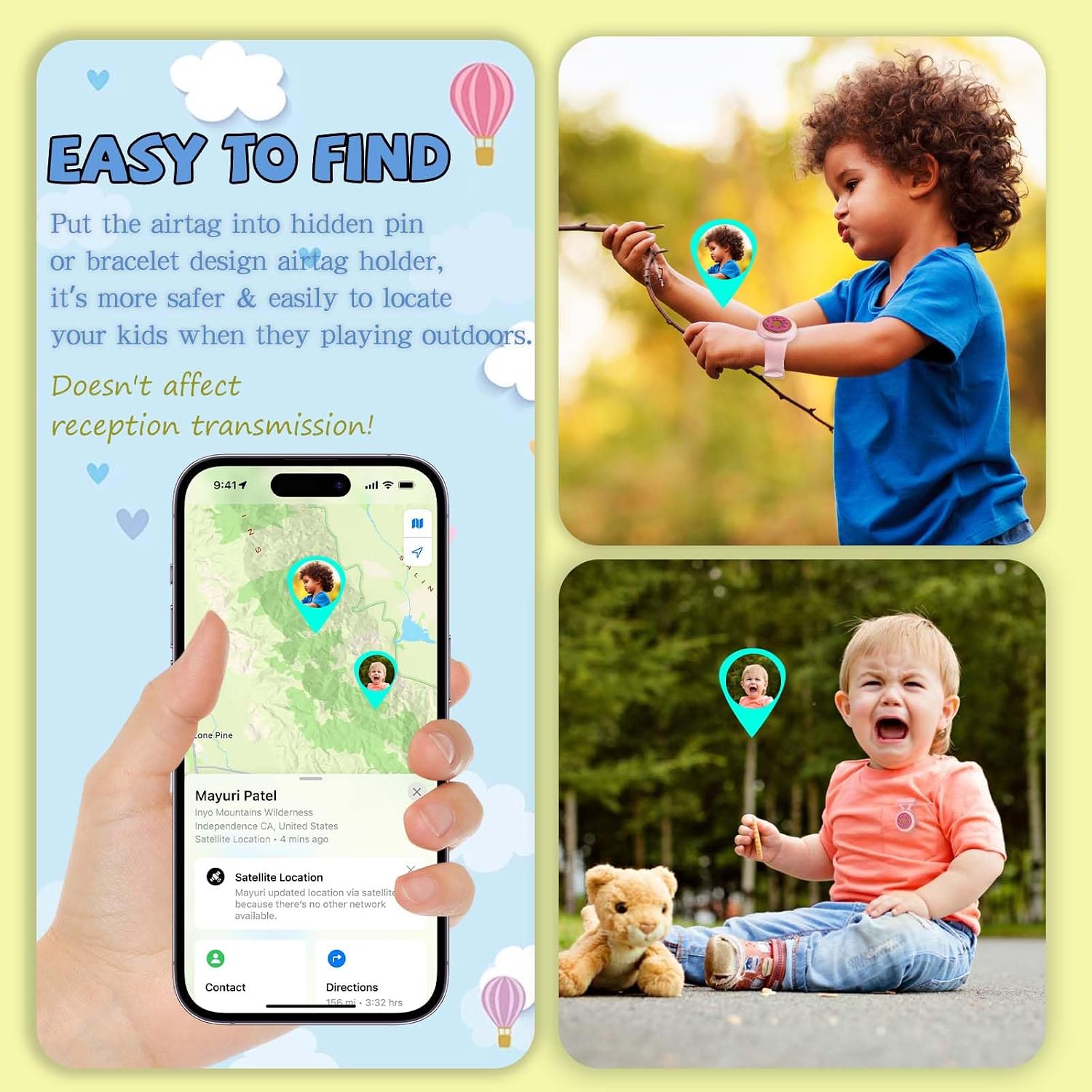 [2in1] for AirTag Bracelet & AirTag Holder with Pin, Kids Airtag Case and Kids Air Tag Bracelet Waterproof Air tag Holder Cute Design Soft Silicone Air Tag Case for Children Teens (Pink-Donuts) image 3