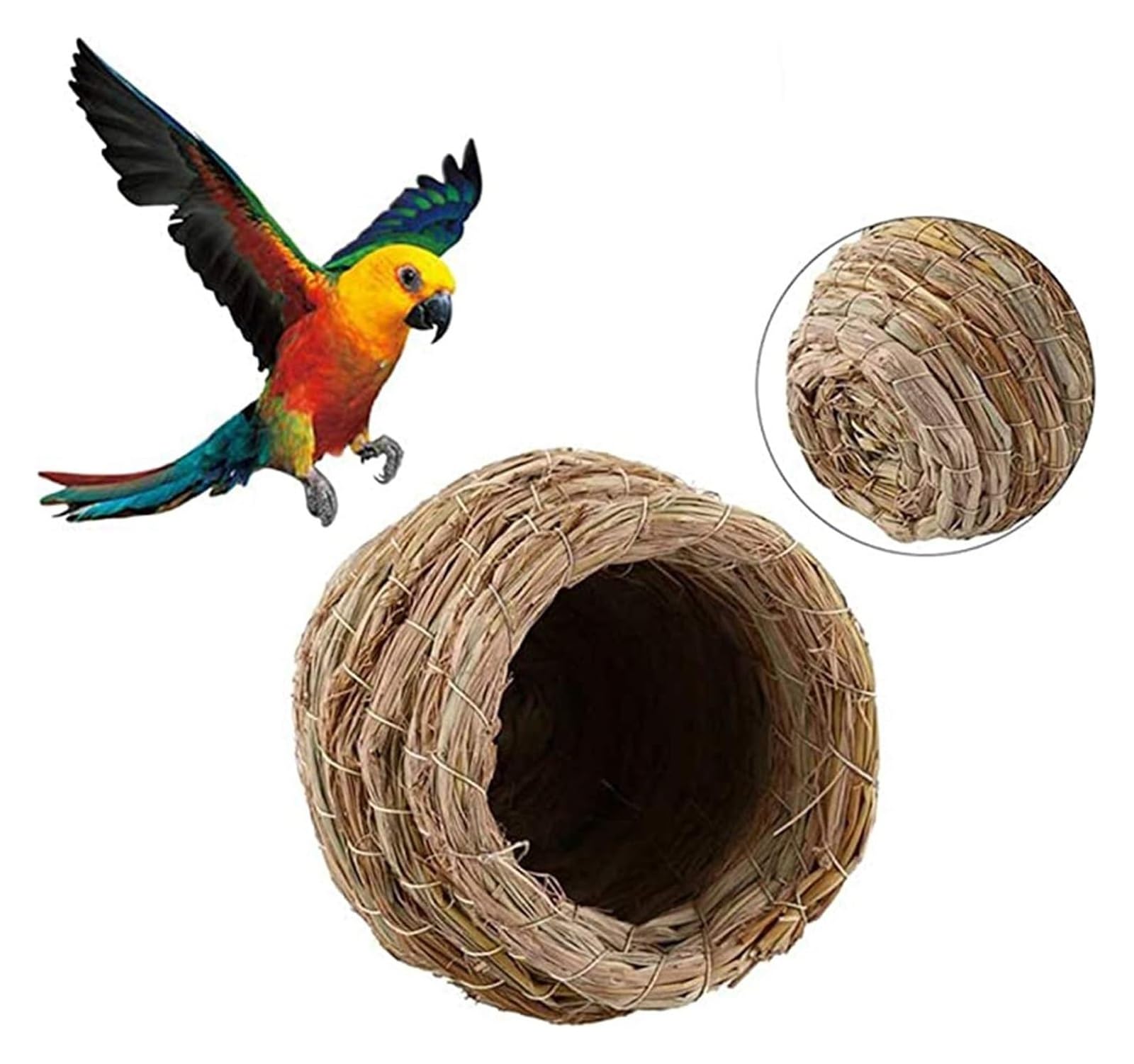 Nichoir en jonc de mer naturel pour oiseaux, lieu de repos confortable pour pigeons et perroquets