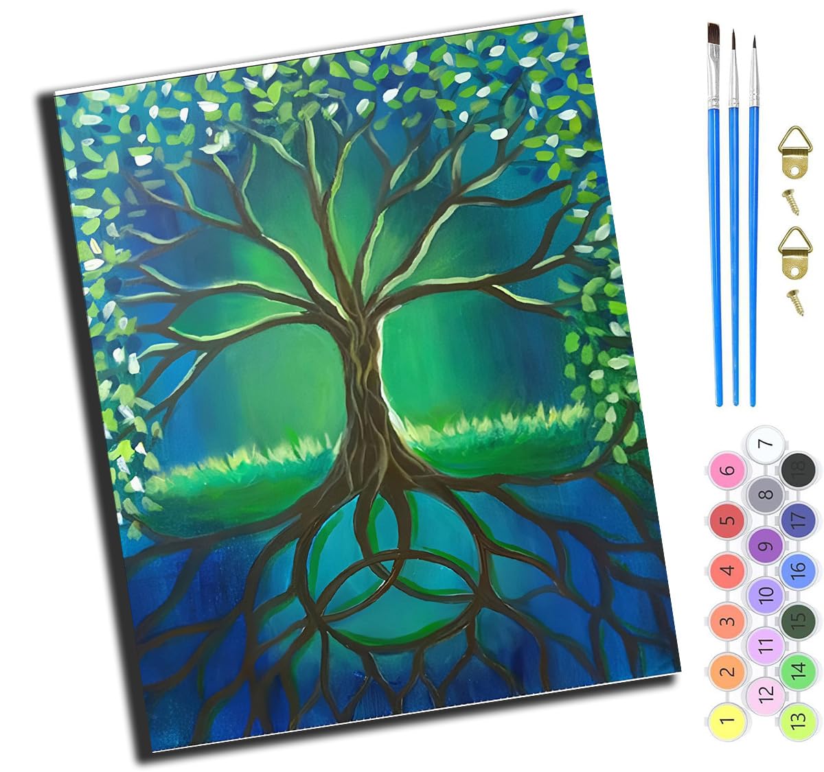 XIAOYOUQIAN Art World Tree,Paint by Numbers Kit for Adults Beginner DIY Oil Painting Gift 16X20 Inch,-Frameless