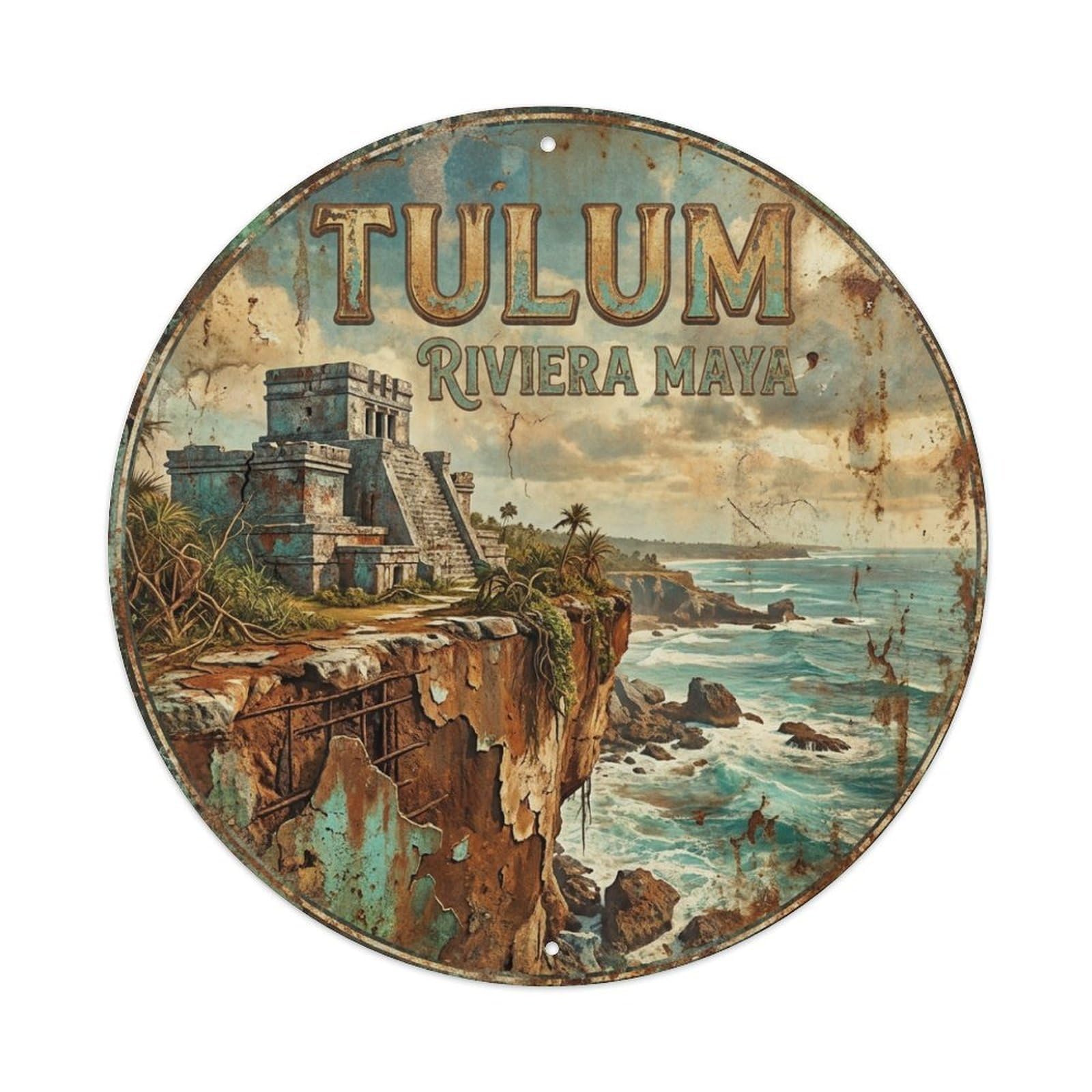 Galvaxio Style Mexico Retro Travel Tulum 1 Metal Tin Sign