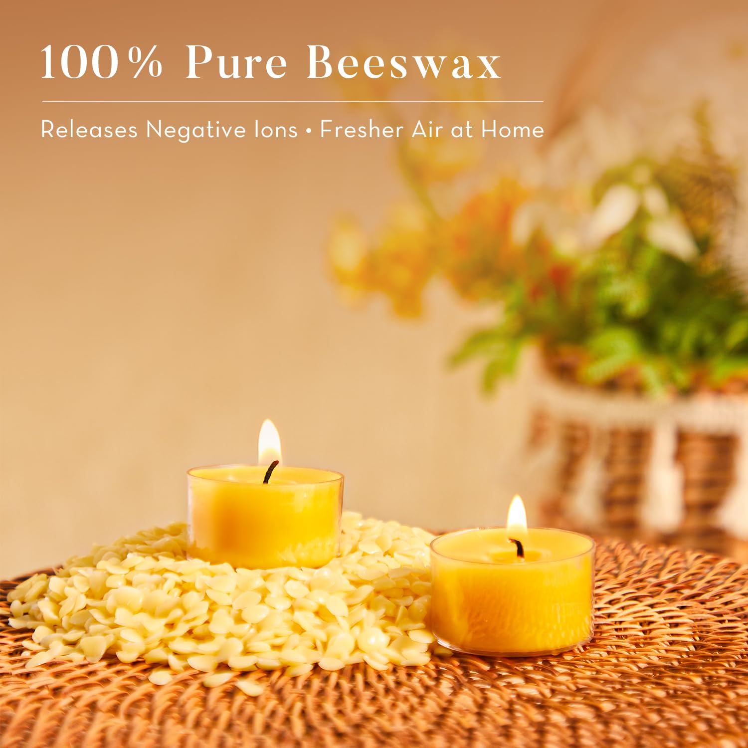 Ashlux Velas de Cera de Abeja Amarillas, 6 Horas – 48 Unidades | Vaso Acrílico Transparente. Ideales para Fiesta, Boda y Hogar – Cera de Abeja Natural