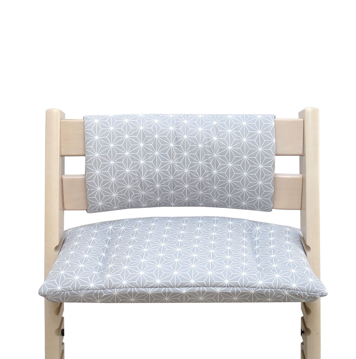 Blausberg Baby - Sitzkissen Kissen Polster Set Junior für Tripp Trapp ohne Schlitz im Sitzkissen, Materialien OEKO-TEX® Standard 100 zertifiziert (Happy Star Grau)