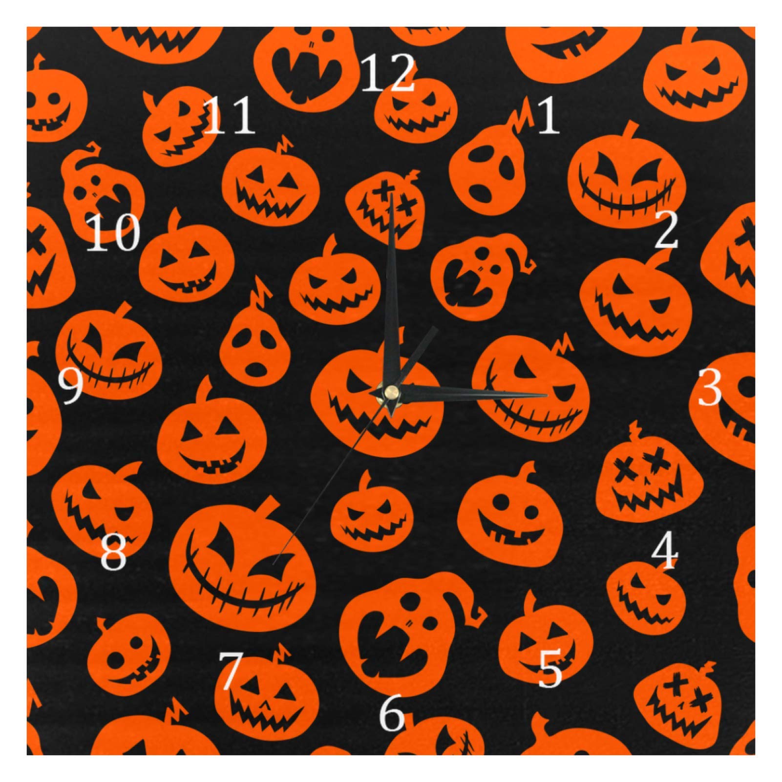 Horloges murales Halloween motif citrouille sans couture et mécanisme silencieux