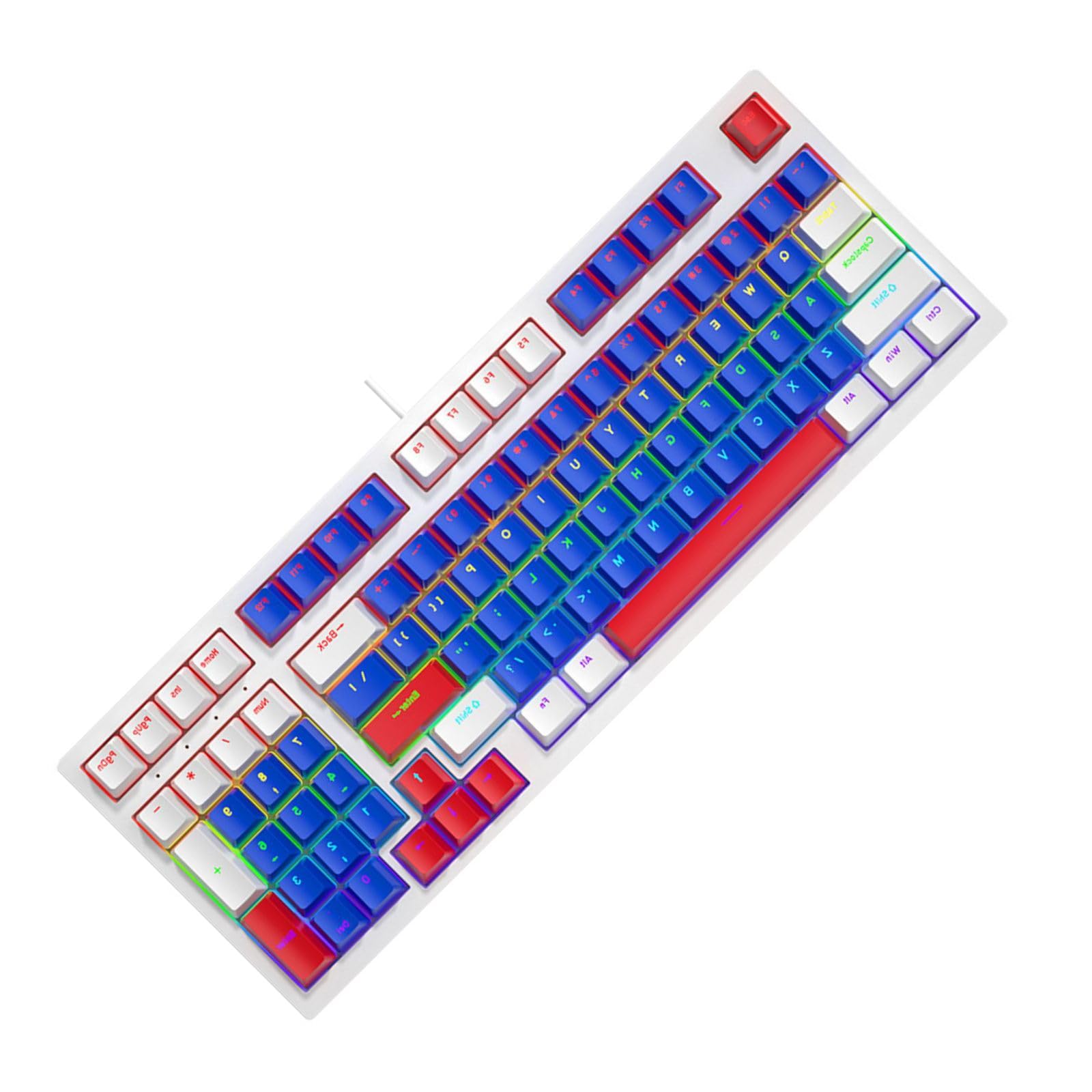 Tastiera meccanica da gioco 96 tasti Tastiera da gioco retroilluminata a LED Tastiera da ufficio ergonomica con filo per PC Gamers Desktop