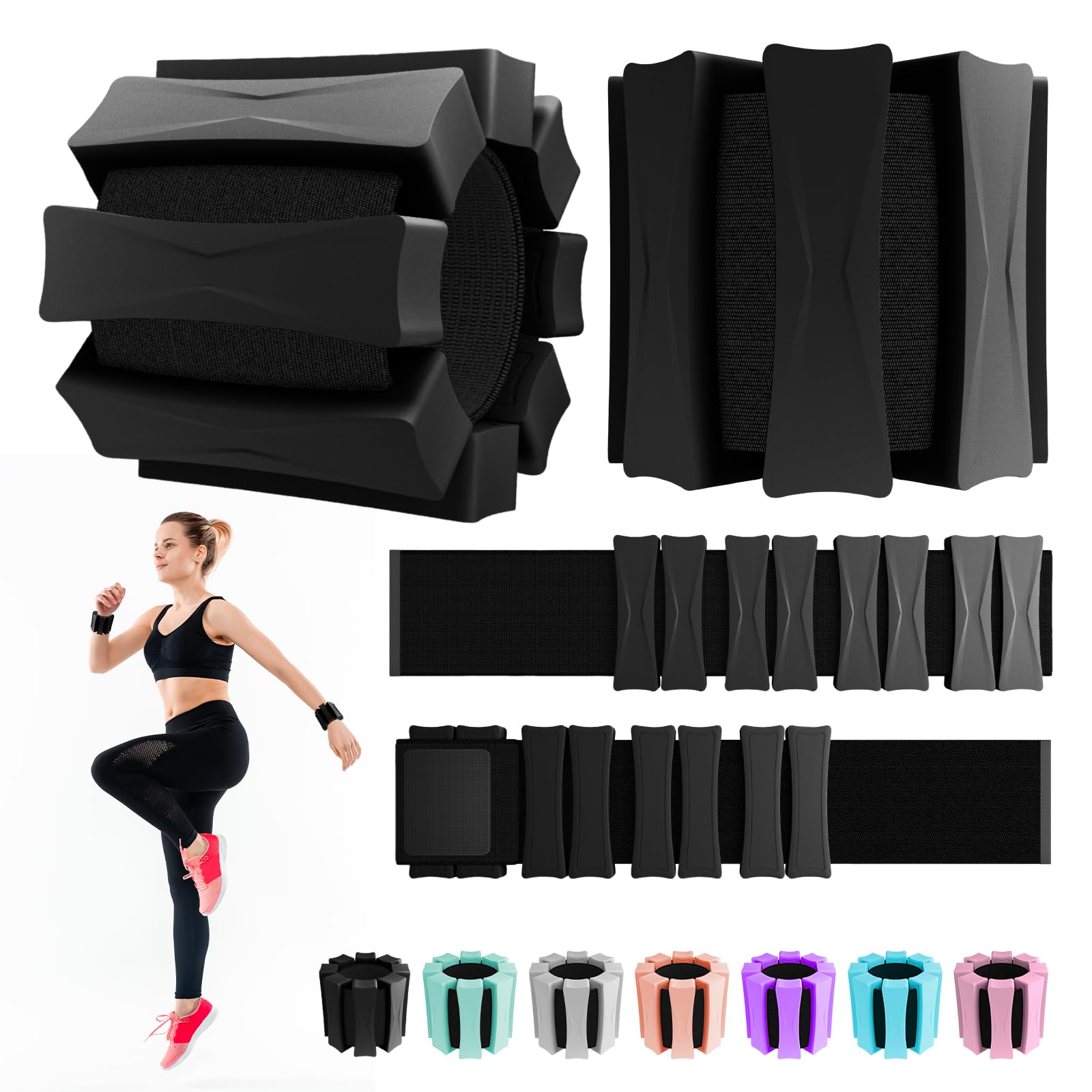 PEOERP Ankle Weights for Women Men, Adjustable Wrist Weighted Bracelet for Home Gym Workout, Walking, Running, Travel, Pilate, Yoga, Exercise,Barre,Strength Training. Set of 2 (1Lb Each)