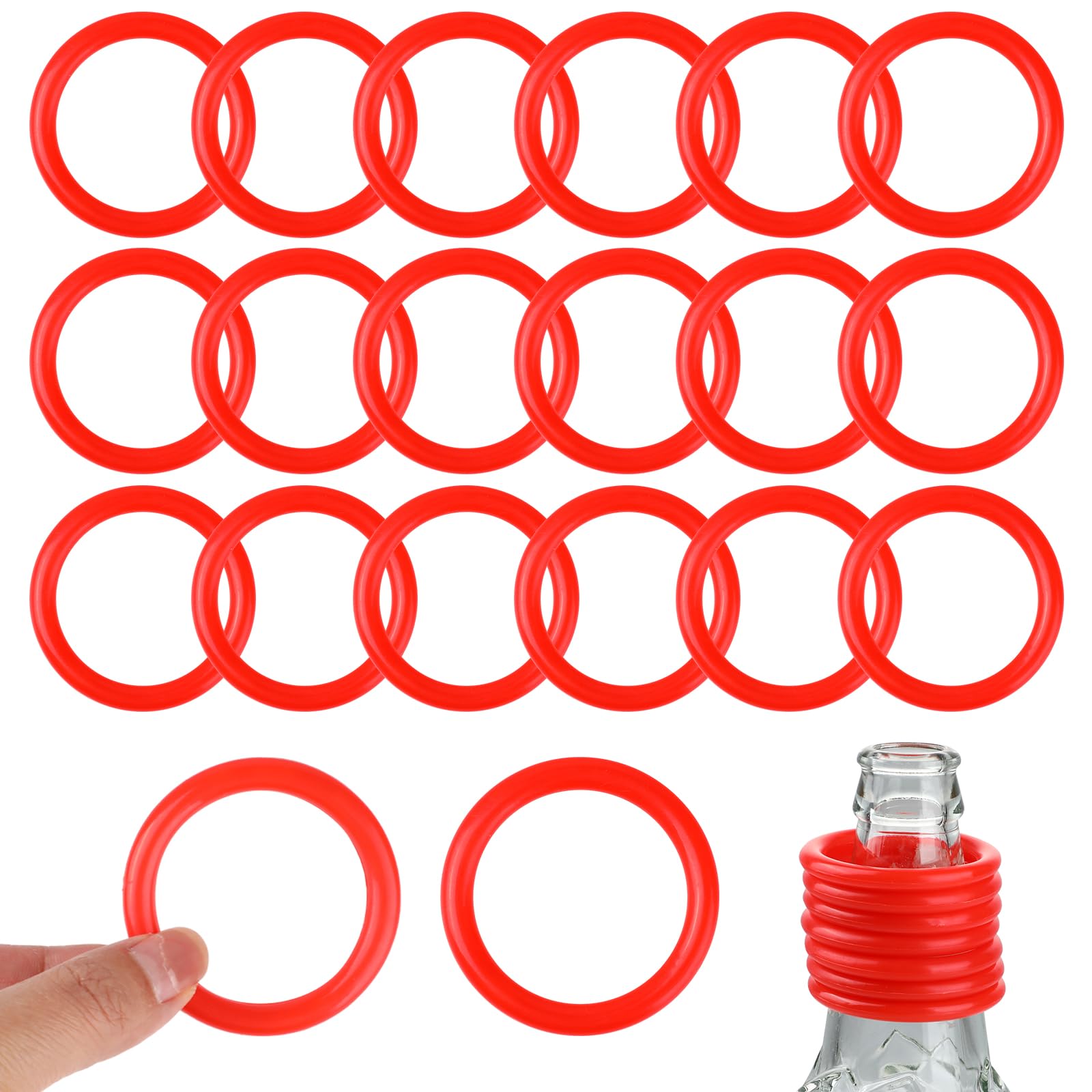 20 Pcs Ring Toss Rings for Bottles 2 Inch Red Plastic Rings for Ring Toss Plastic Bottle Ring Toss Game Carnival Games Fun Target Toys