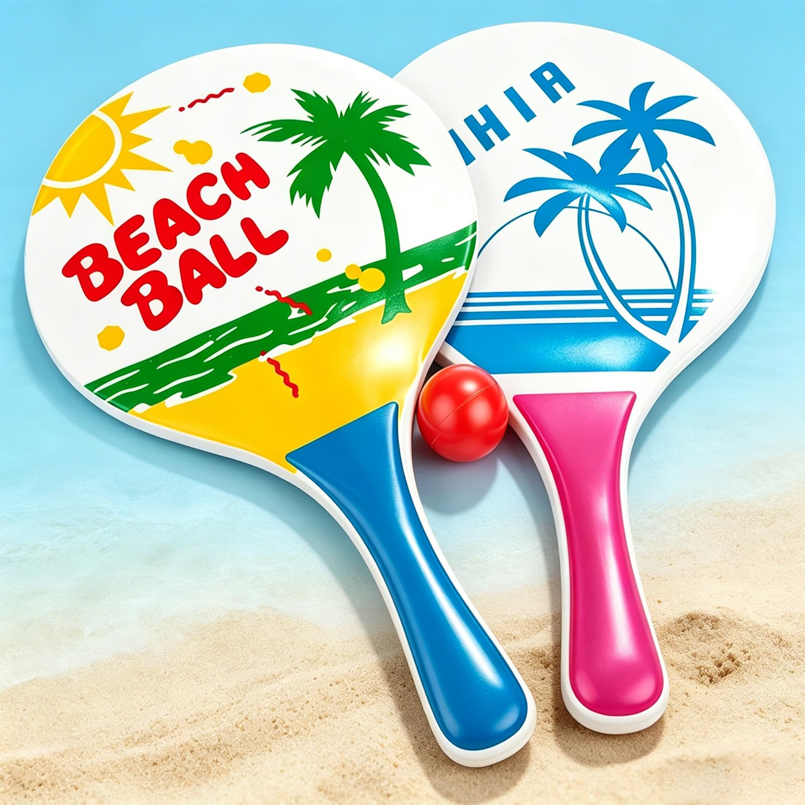 Moxychrony 3 PCS Bat and Ball Set for Kids, Outdoor Beach Play Set, Three-Piece Sports Equipment for Garden Activities, Durable Construction for Active Play, Suitable for Various Outdoor Environments