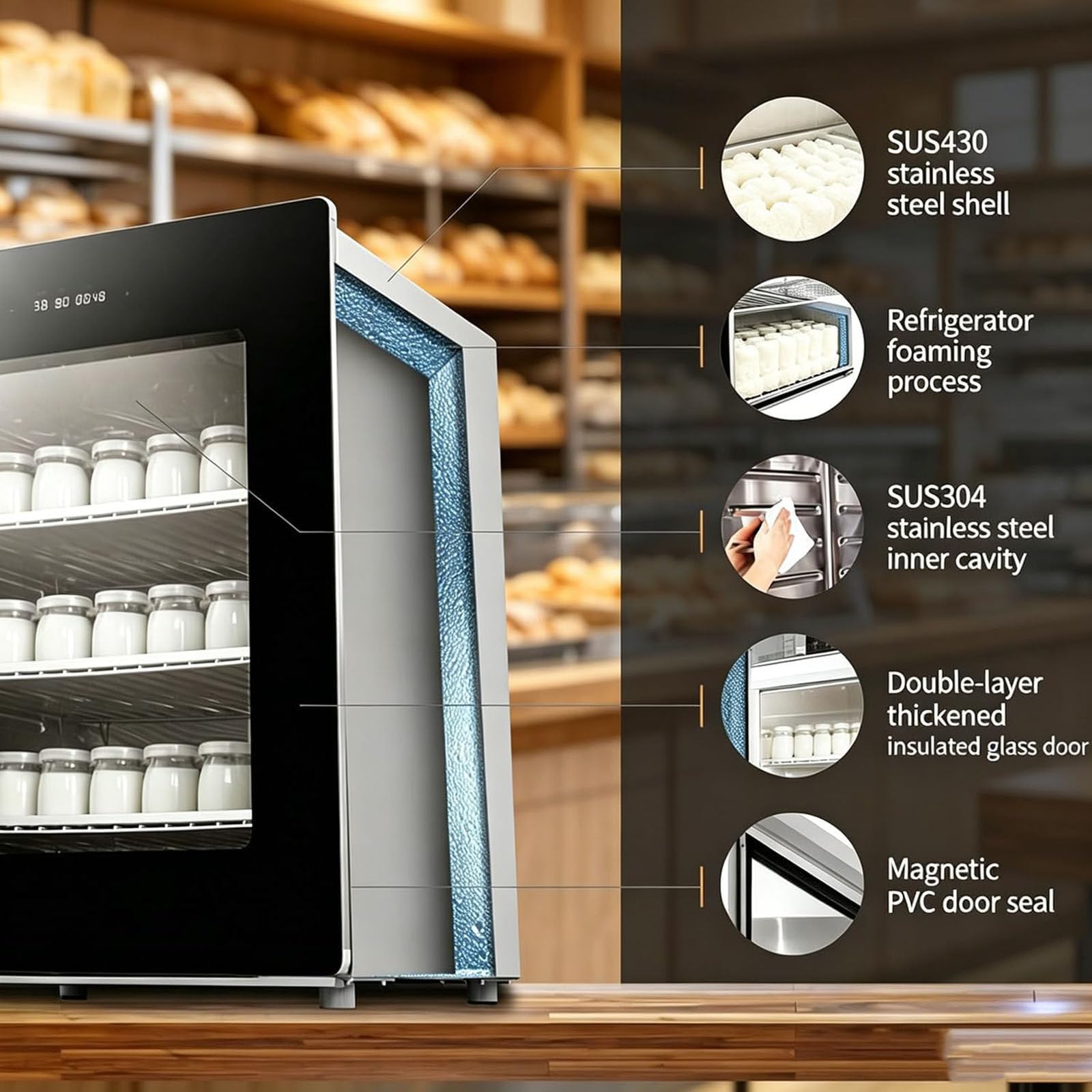 Fermentator do chleba jogurtowego o pojemności 100 l, komercyjny sprzęt do fermentacji, z regulacją temperatury, czasu i wilgotności dla równomiernej fermentacji