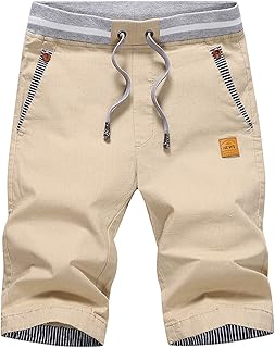 Sponsored Ad - JustSun Mens Shorts Casual Classic Fit Cotton Summer Beach Shorts with Elastic Waist and Pockets