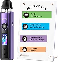 Wenax Q Pro Kit Auto-Draw/Button Activation MTL to RDL Pod Kit Built in 1200mAh Battery Fit Q Cartridge – Anti-Drop Bottom, No Nicotine
